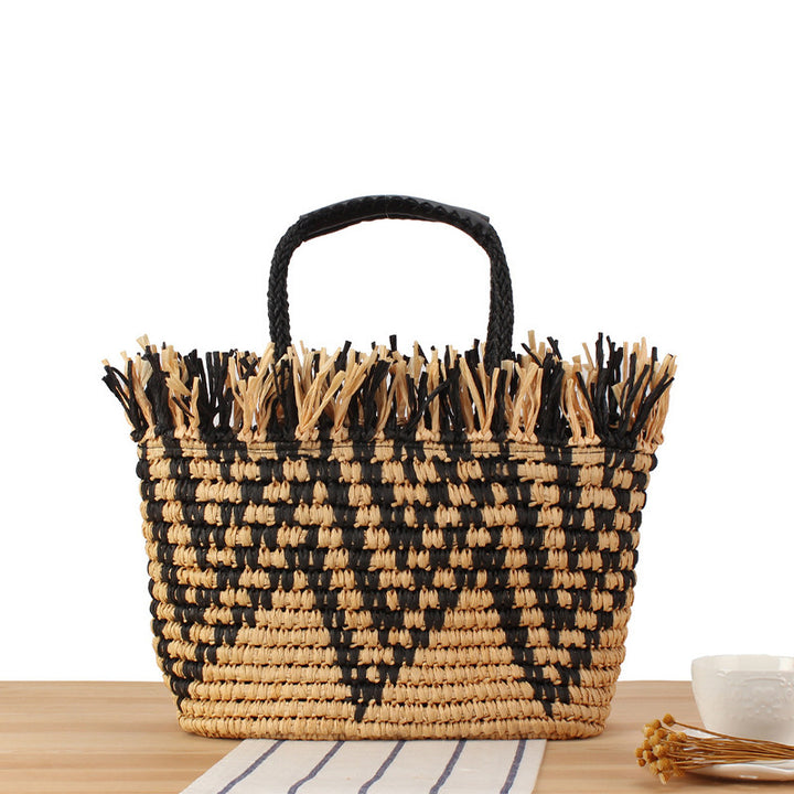 Basket bag with eye-catching geometric design Kalsten