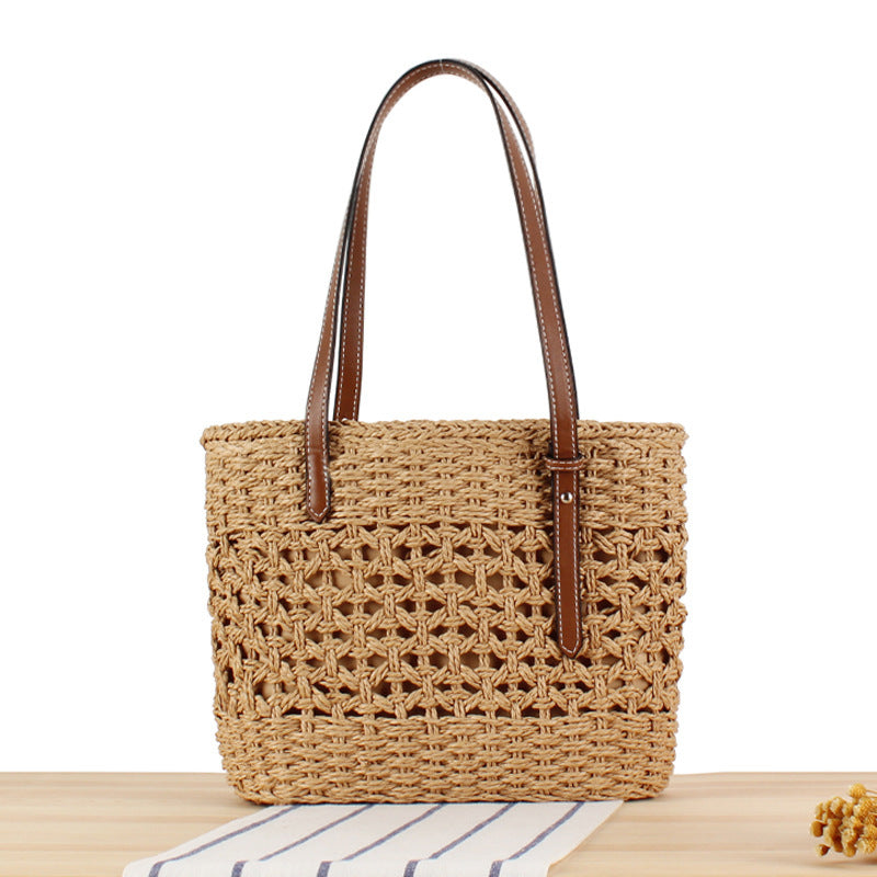 Handbag Made of Handwoven Braid with Sturdy Leather Handles Kalsten