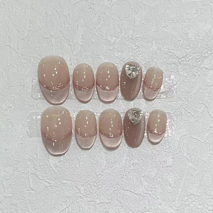 Elegant Press-On Nail Set with Jewel Accents Kalsten