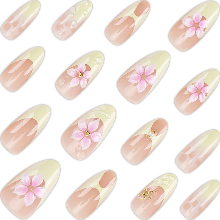 Artistic Press-On Nail Set with Floral Design Kalsten