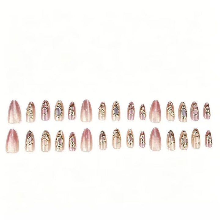 Artistic Press-On Nail Set with Gold Accents Kalsten