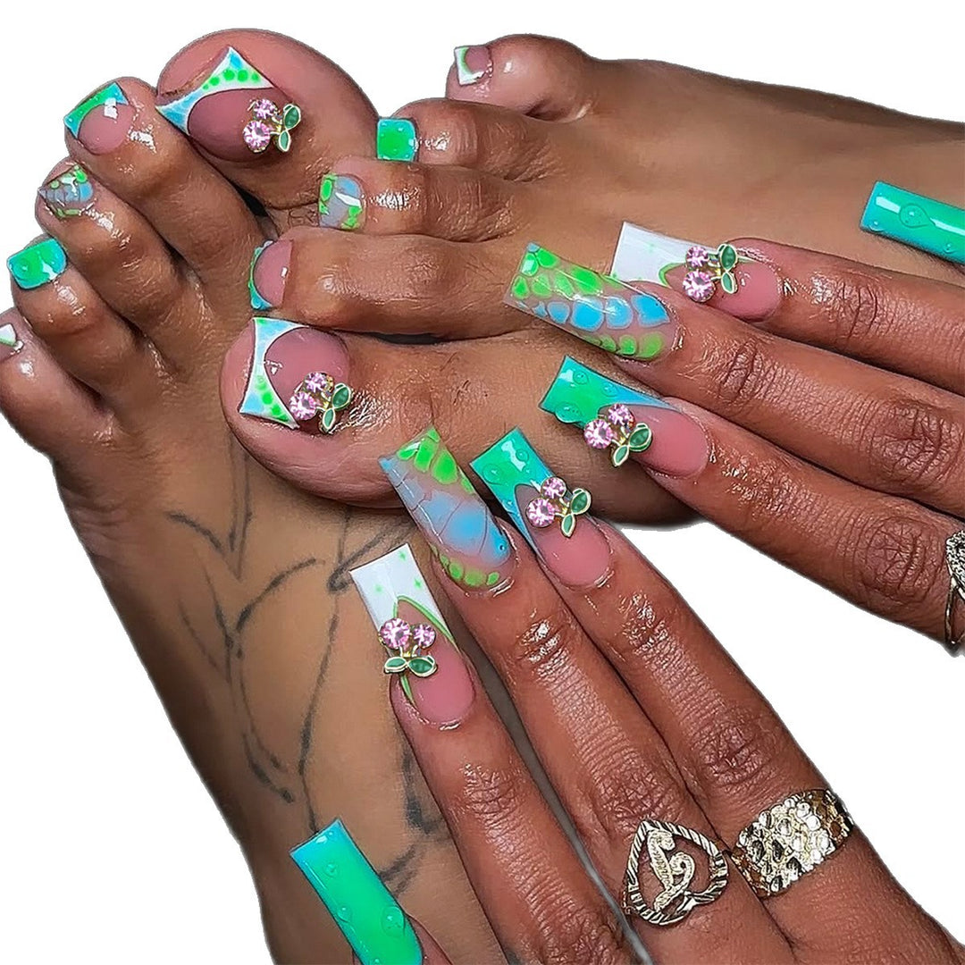 Artistic Nail Extension with Glitter Accents Kalsten