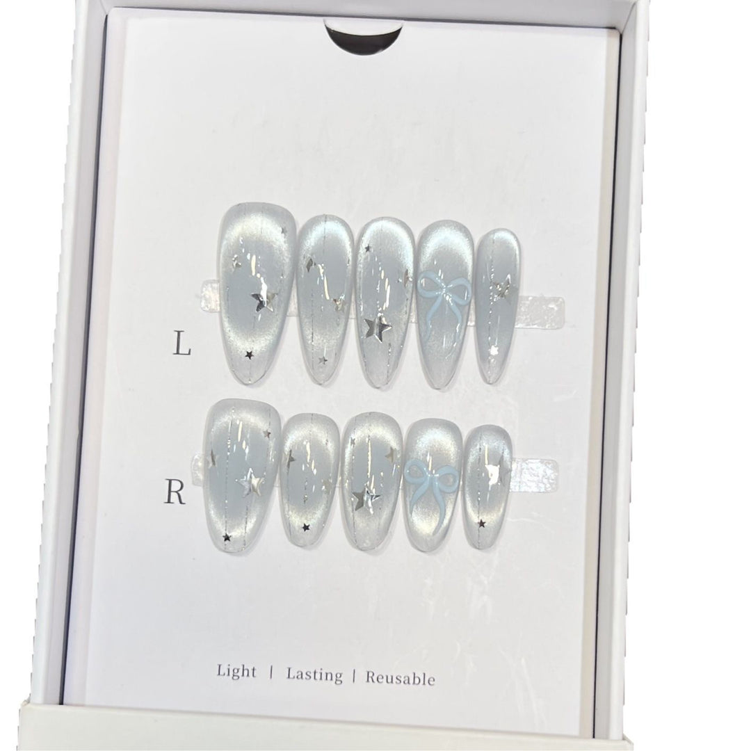 Decorative Stiletto Press-On Nail Set with Star and Bow Accents Kalsten