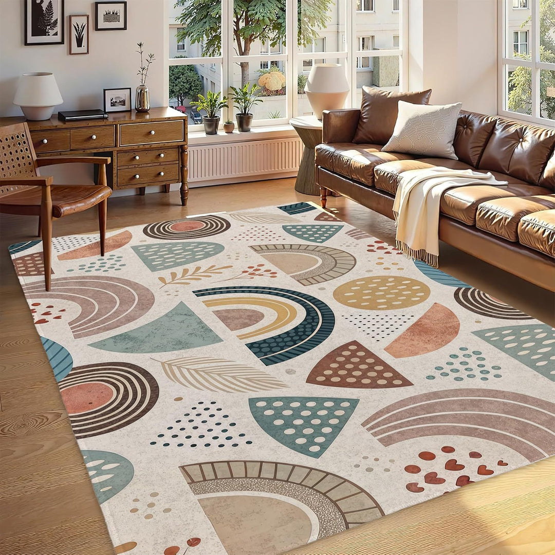 Abstract Leaf Print Area Rug