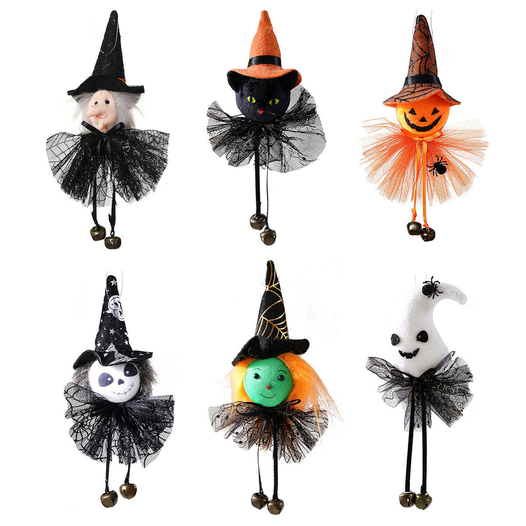 Halloween hair clip with cat face, witch hat and bell