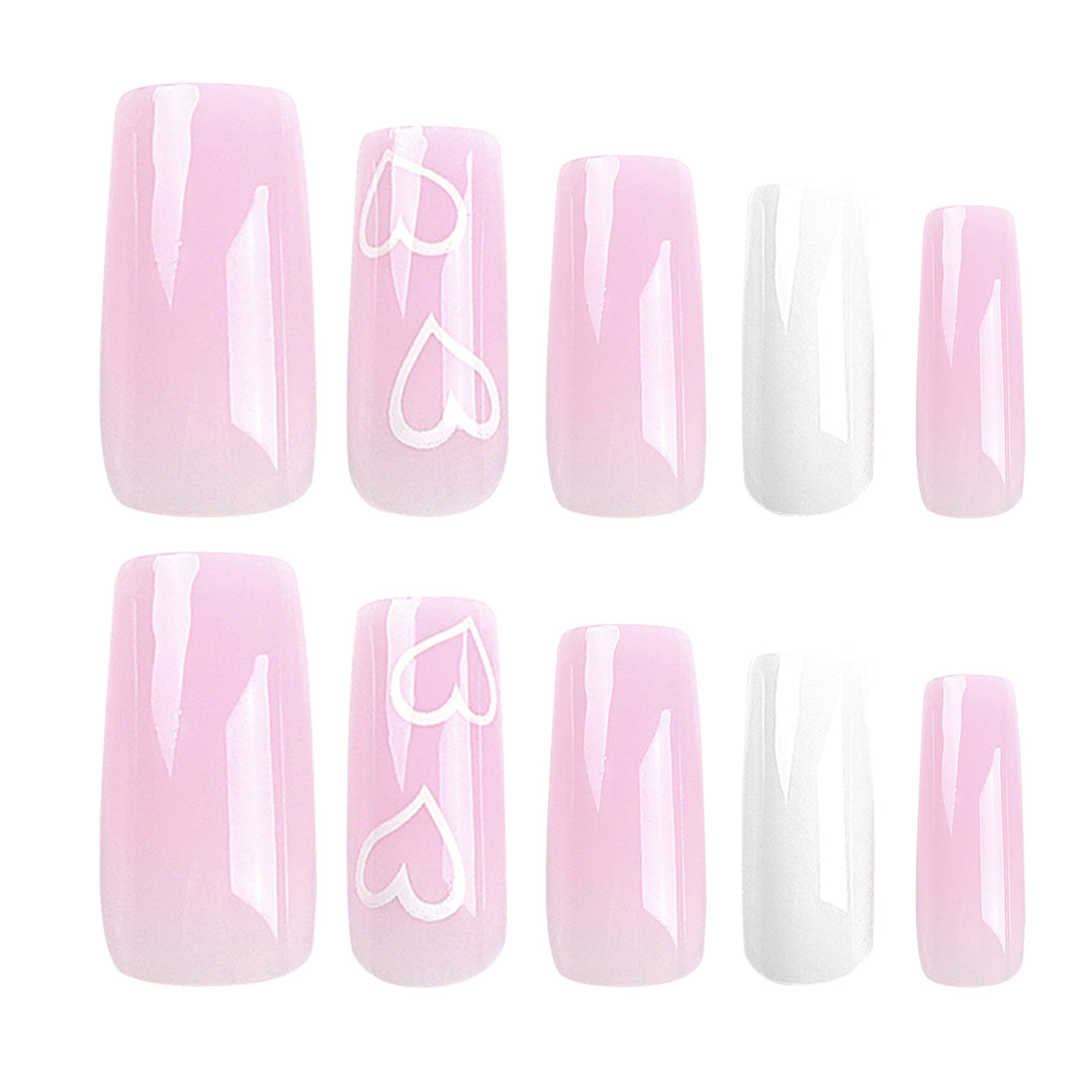 Artful Nail Extensions with Heart Patterns Kalsten
