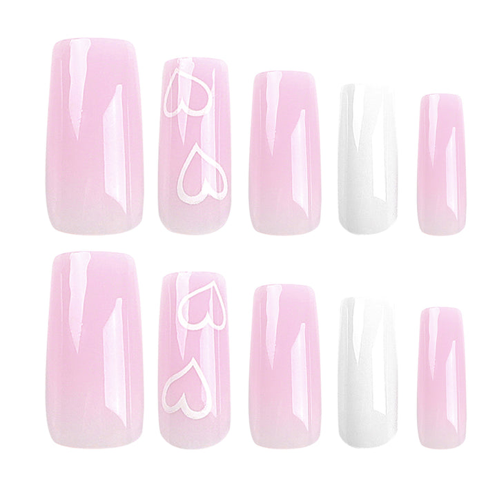 Artful Nail Extensions with Heart Patterns Kalsten