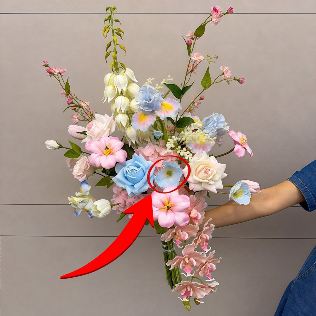 Lifelike Floral Bouquet with Mixed Blooms and Foliage