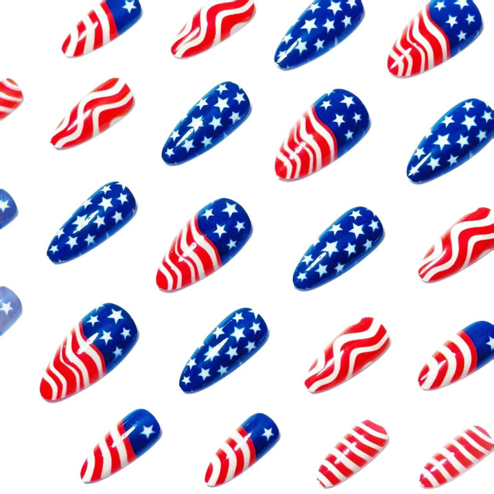 Artificial Nails In Patriotic Stars And Stripes Design Kalsten