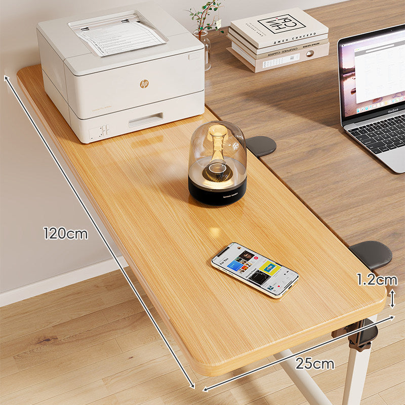 Clamp-On Adjustable Wooden Desk Side Shelf Extension with Foldable Bracket