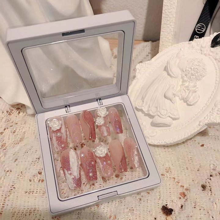 Elegant Floral Embellished Press-On Nails Kalsten