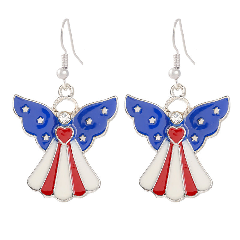 Ladies enamel earrings horseshoe with star stripe motif Kalsten