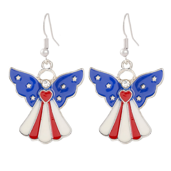 Ladies enamel earrings horseshoe with star stripe motif Kalsten