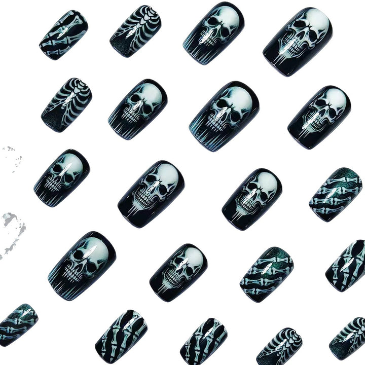 Creative artificial nails in spooky skull design Kalsten