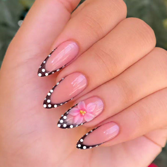 Floral Accented Stiletto Nail Art Kalsten