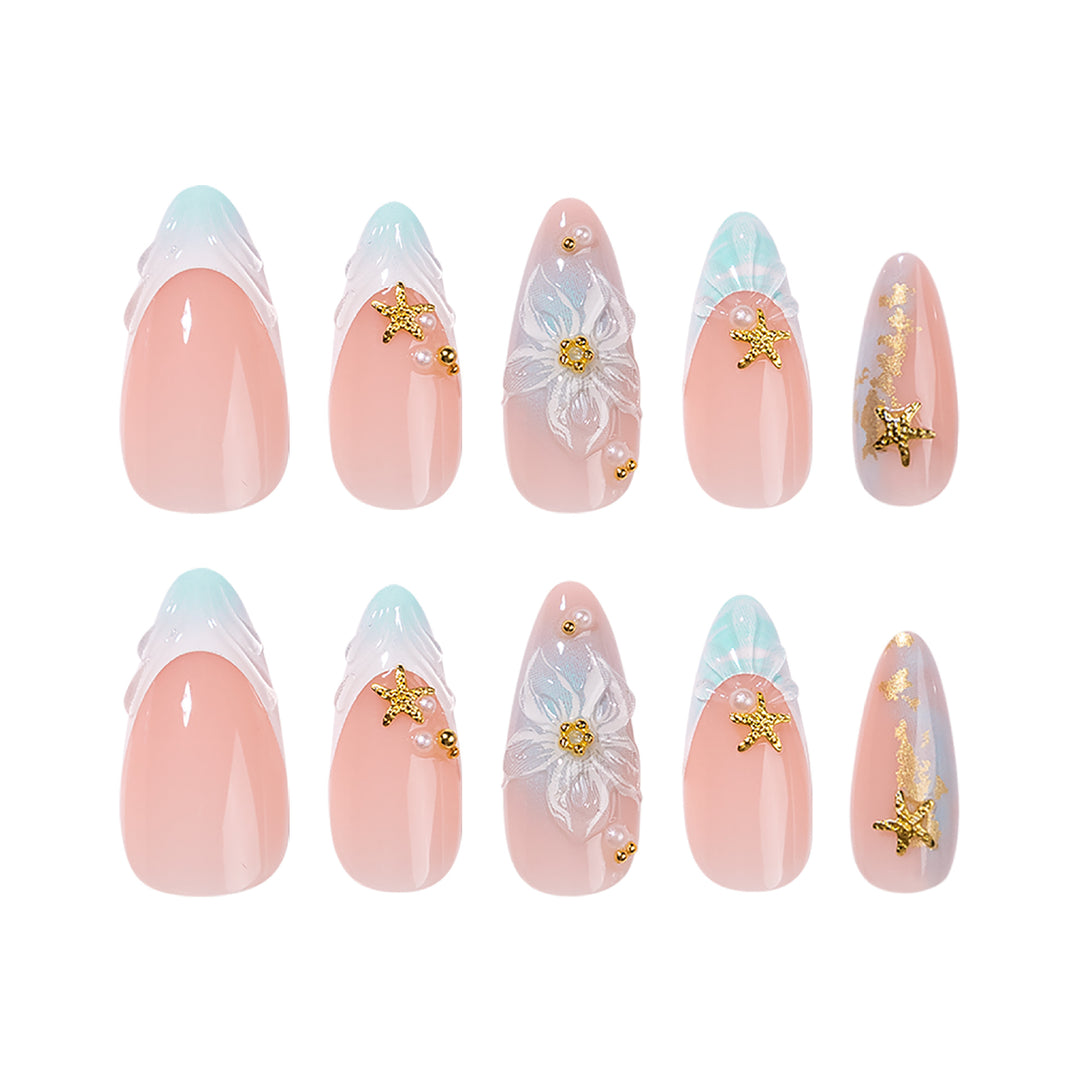 Artful stiletto nails with floral and glamorous accents Kalsten