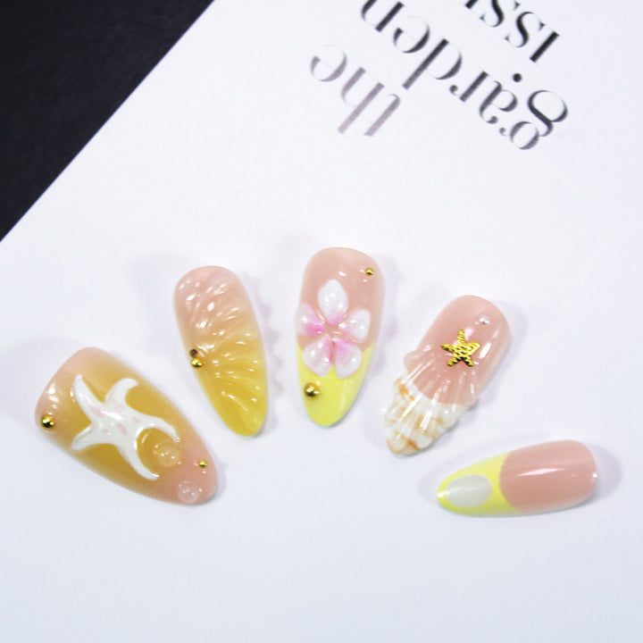 Artificial nail set with maritime shell and flower motifs Kalsten