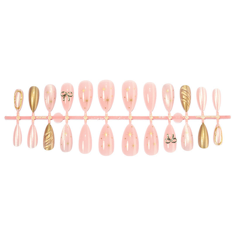 Artificial nail set with elegant golden accents Kalsten