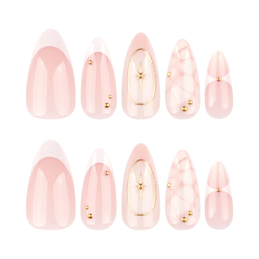 Elegant artificial nails with lustrous accents Kalsten
