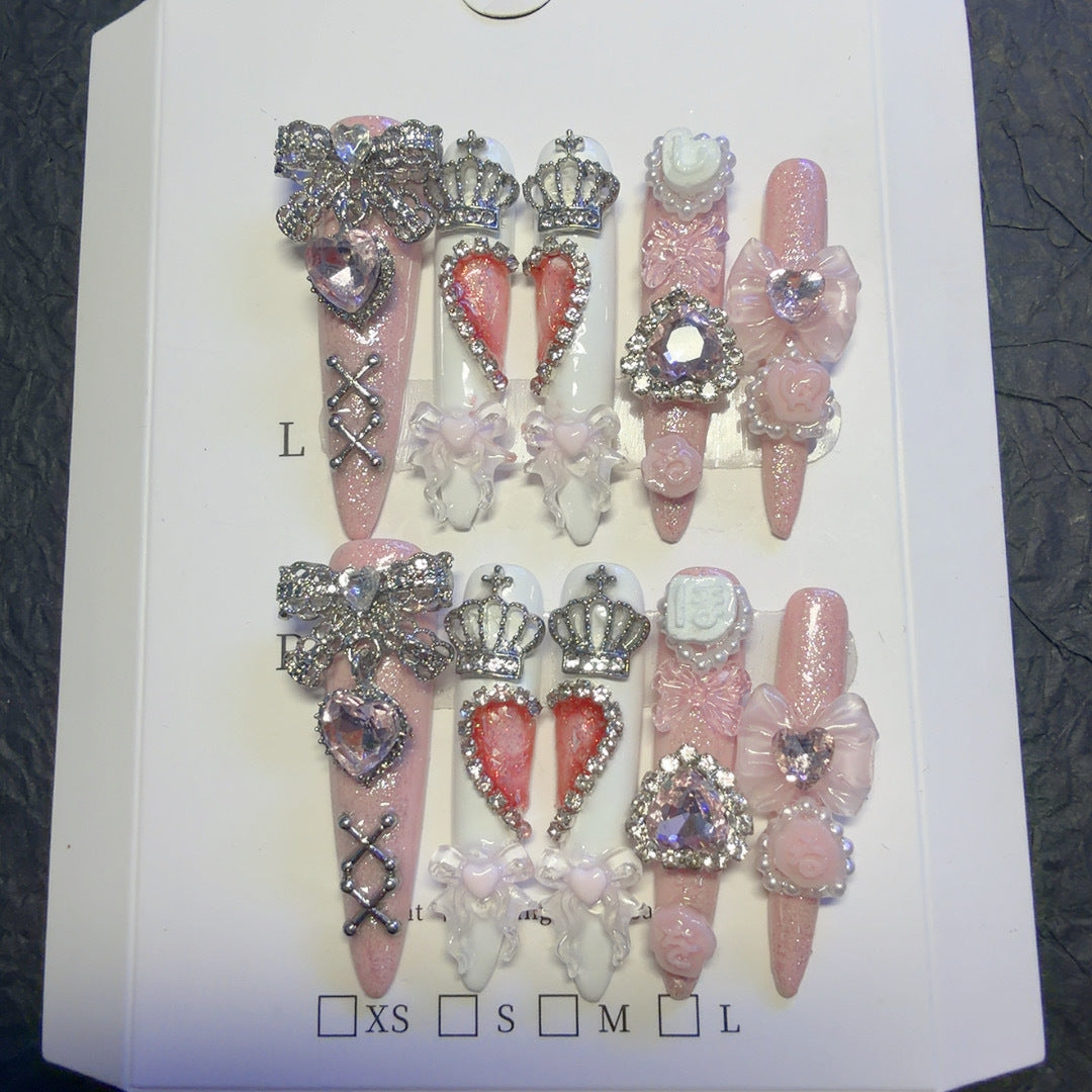 Rhinestone Embellished Press-On Nail Art Set