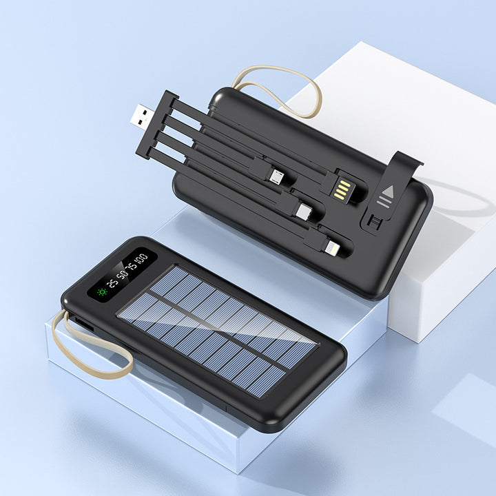 Portable solar power bank with integrated multifunction charging cable and digital display Kalsten