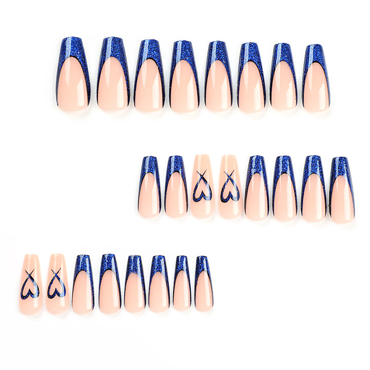 Artificial nails with glitter accents and unique heart design Kalsten