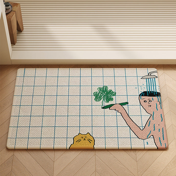 Playful Cat-Themed Bathroom Mat