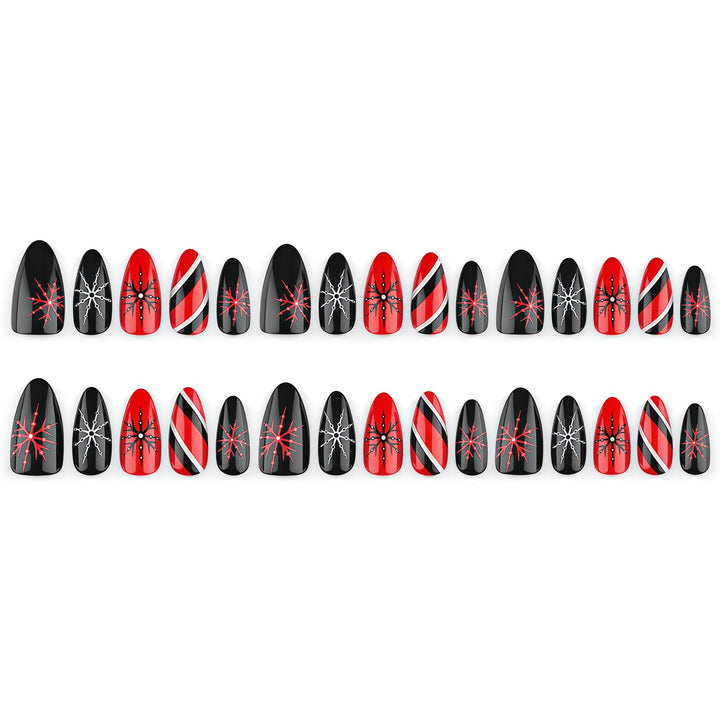 Artificial nails in modern stiletto design with graphic accents Kalsten