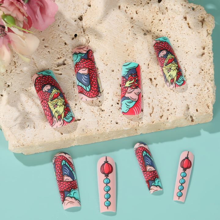 Creative artificial nails in Asian dragon design Kalsten