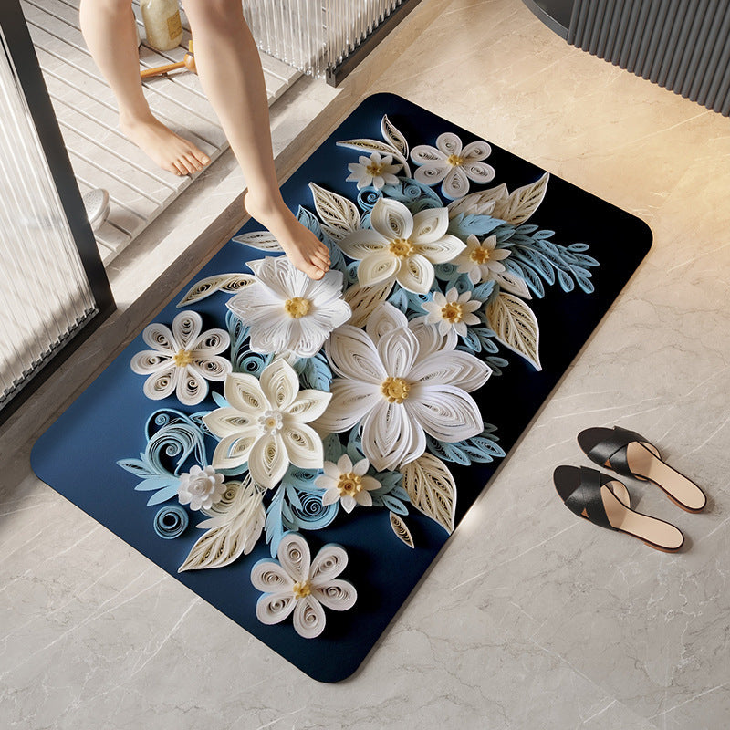 Soft Plush Floral Design Bath Mat