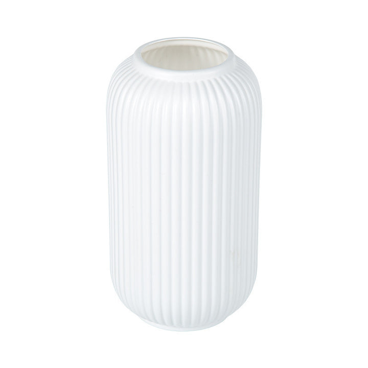 Elegant Vertical Ribbed Ceramic Vase Kalsten