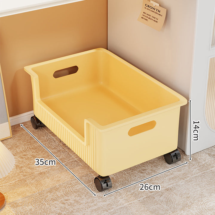 Low-Profile Underbed Storage Drawer with Cutout Handles and Open-Front Access