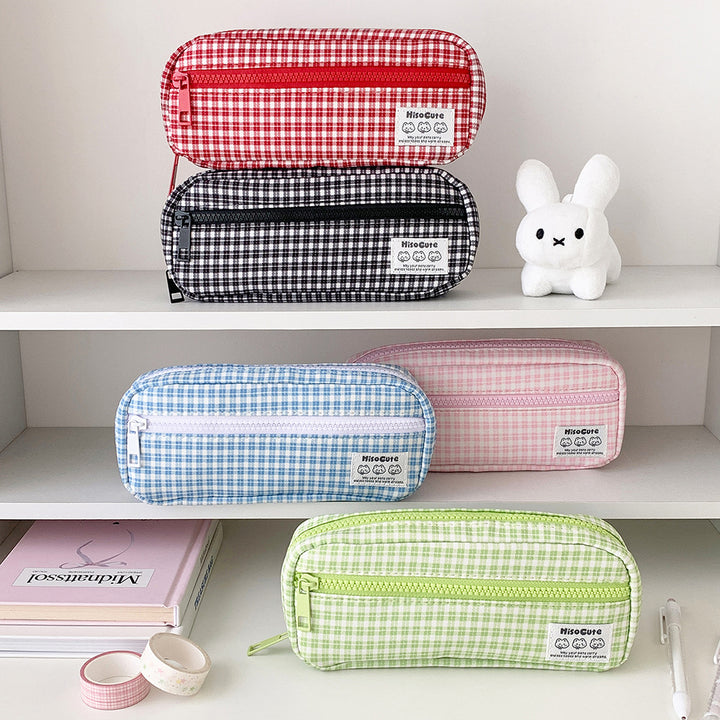 Stylish Gingham Checkered Pencil Case Kalsten