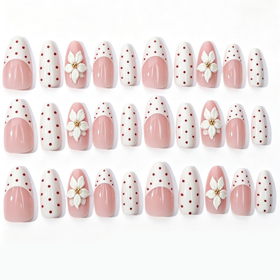 Art nail set with delicate flower and dot elements Kalsten