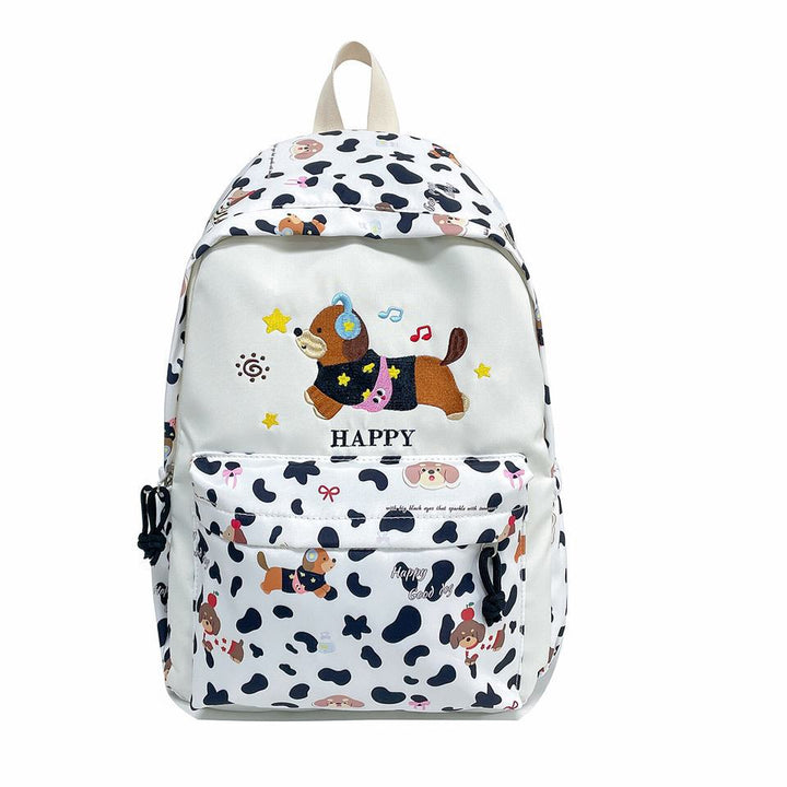 Backpack with Cheerful Dog Design and Multifunctional Compartment Layout Kalsten