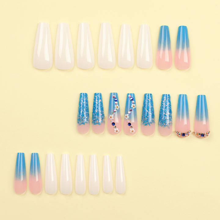 Artful nail extensions with floral ombre design Kalsten