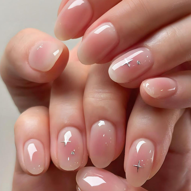 Nail art set with elegant French accent and glitter details Kalsten