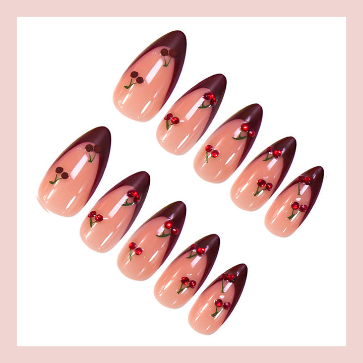 Acrylic nail set with fruity cherry design Kalsten