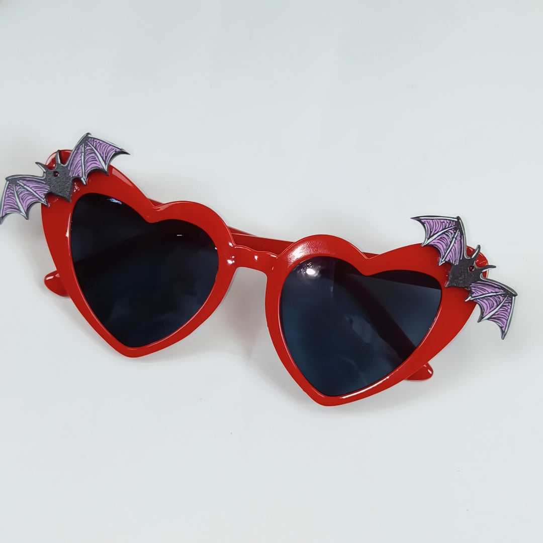 Heart-Shaped Sunglasses with Bat Accents Kalsten