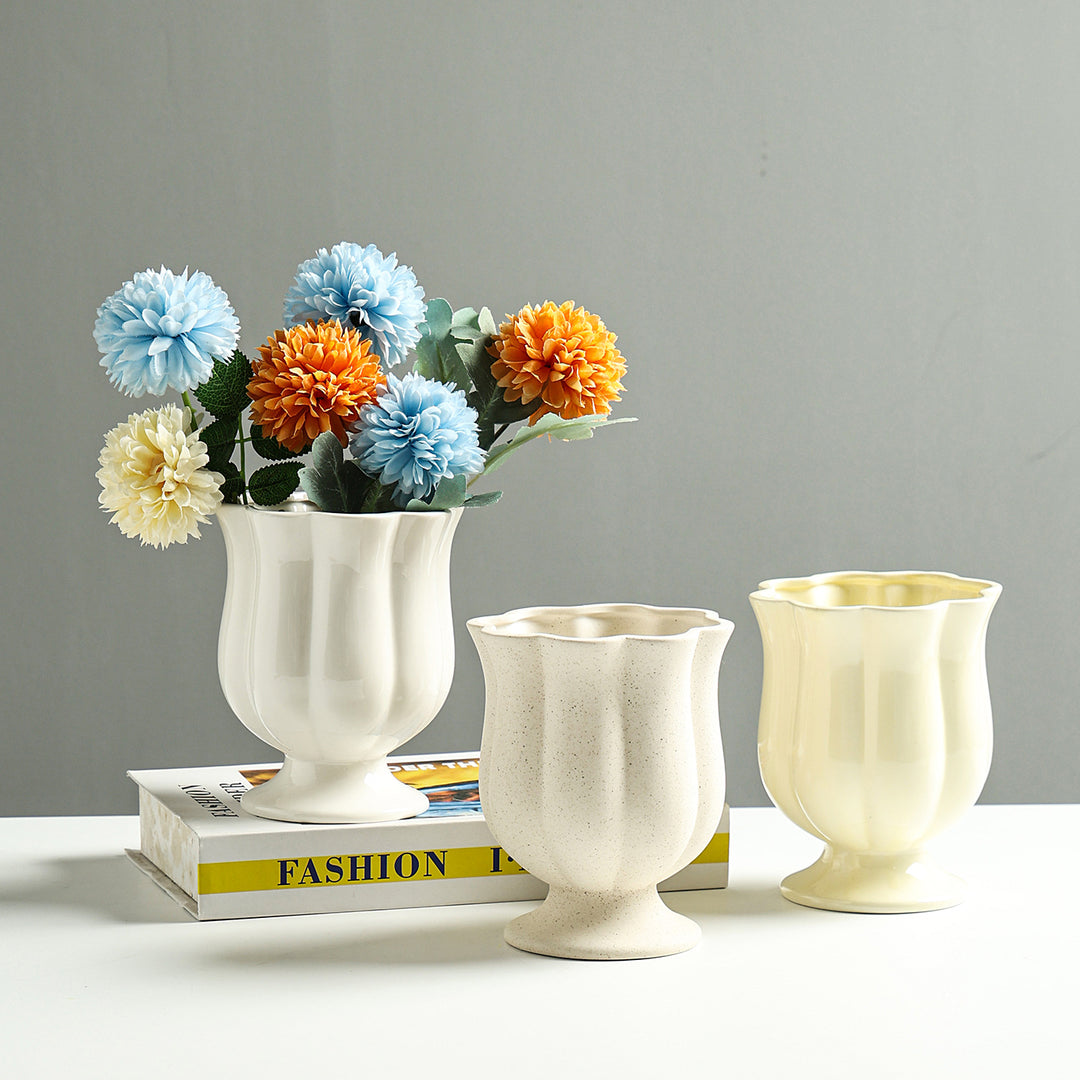Elegant Sculpted Ceramic Flower Pot