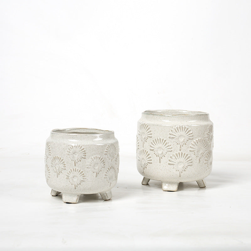 Decorative ceramic flower pot on legs Kalsten