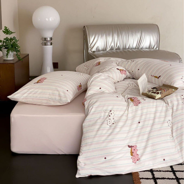 Cotton jersey bedding set with cute dog motif and fine cotton touch