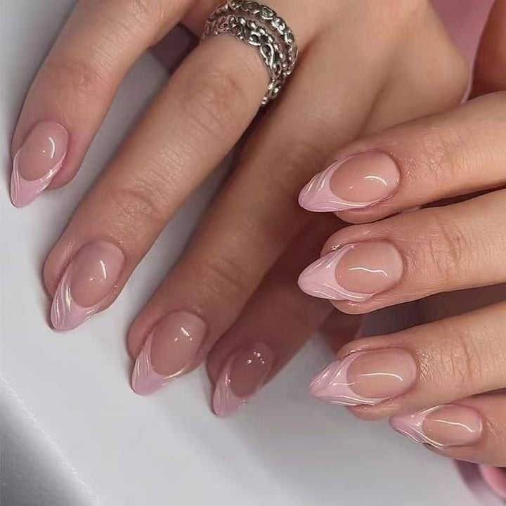 Elegant Nail Tips with French Design Kalsten