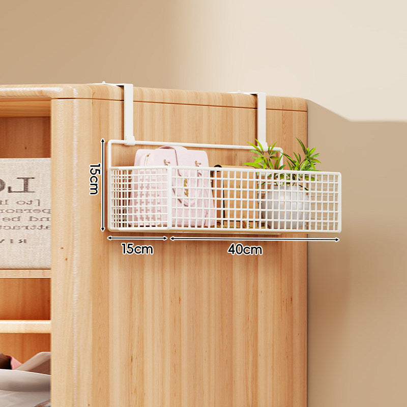 Over-the-Door Metal Grid Hanging Organizer with Four Stackable Baskets and Hooks