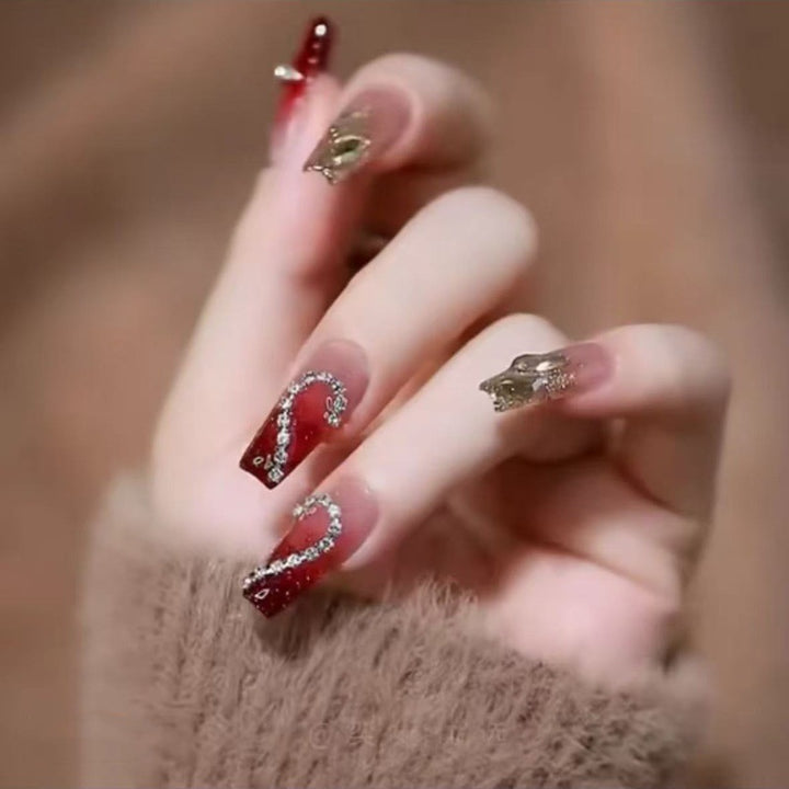 Artificial artificial fingernails with elegant heart accents Kalsten