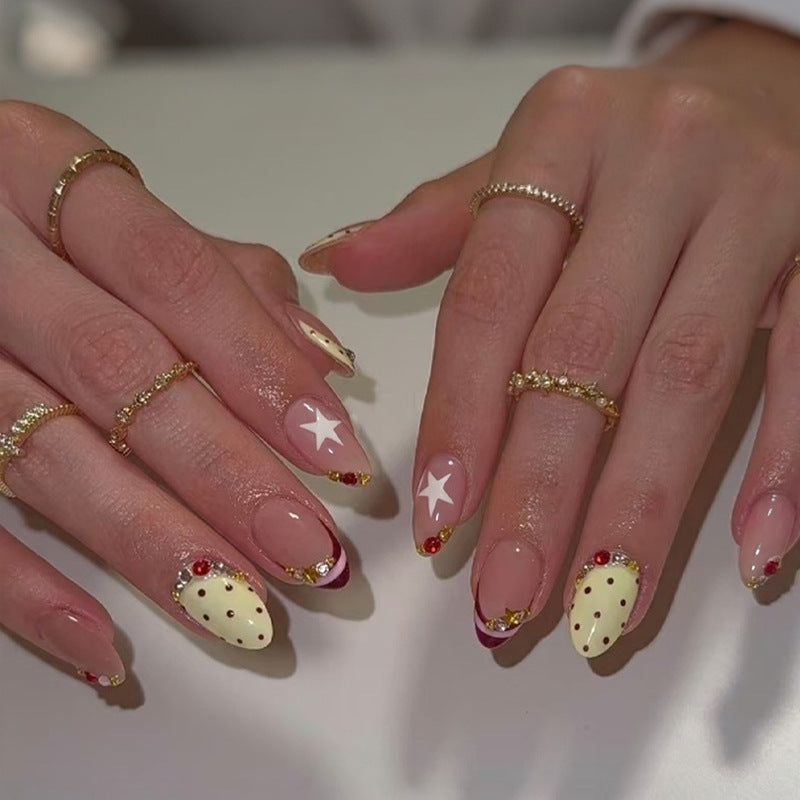 Acrylic Nail Set with Luxurious Accents and Creative Designs Kalsten