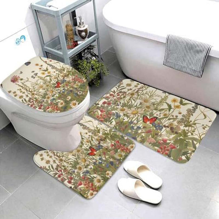 Geometric Pattern Bathroom Mat Set