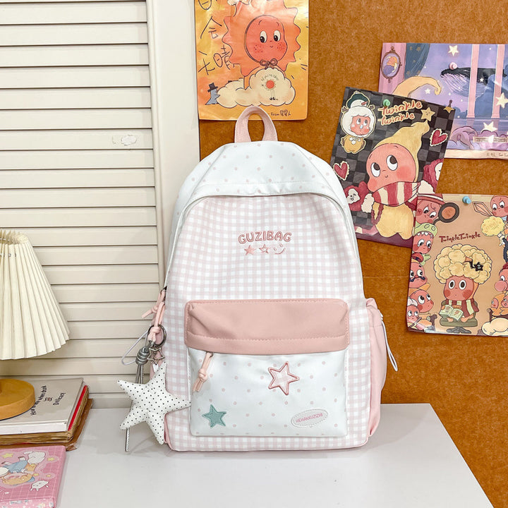 Stylish Gingham Pattern Backpack