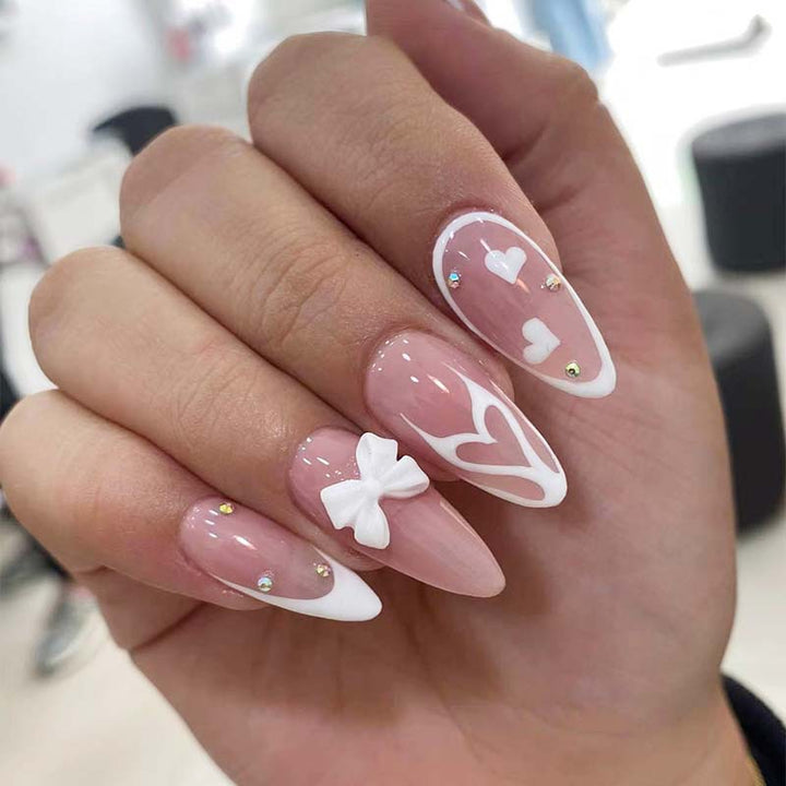 Artistic stiletto nails with heart design Kalsten