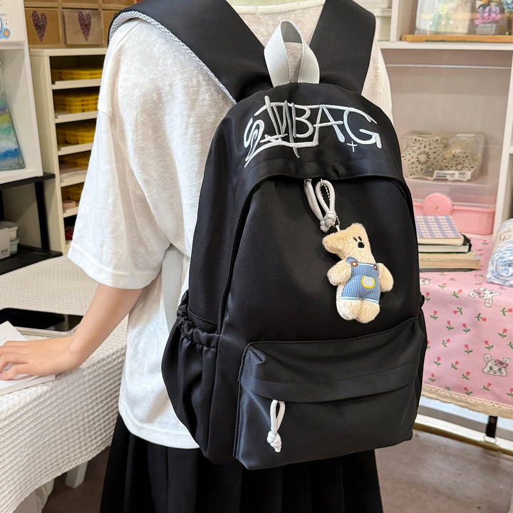 Casual Backpack with Cute Plush Keychain Kalsten